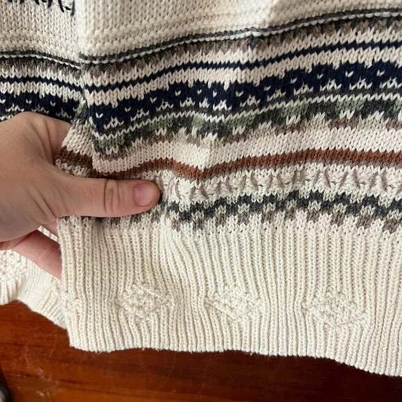 Vintage Florence Tricot Knit Sweater L — Cosby Style / 90s Textured Pattern